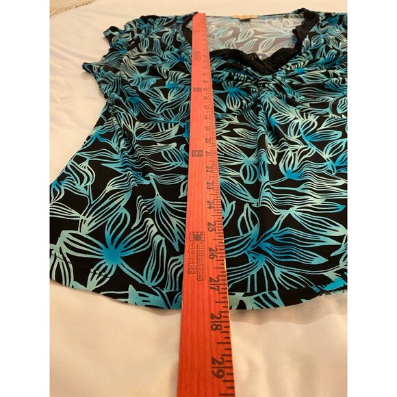 Notations Blouse Womens Plus Size XL Top  Short Sleeve w/ Lacey V Neck - Picture 7 of 8